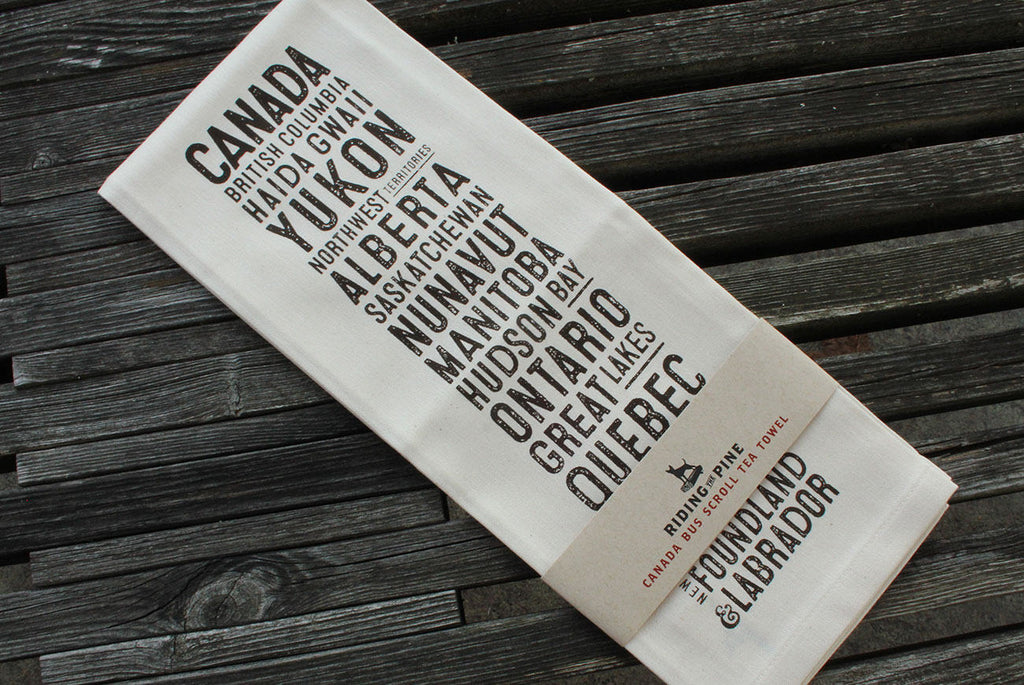 Canada Bus Scroll Tea Towel - The Hemp Spot